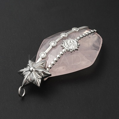 Natural Rose Quartz Pendants G-G870-04P-1