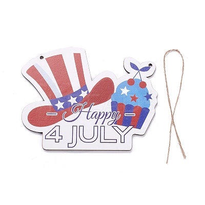 Independence Day Density Board Wooden Wall Ornament Doorplate Pendants HJEW-C004-11-1