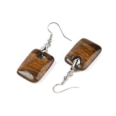 Natutal Tiger Eye Dangle Earrings EJEW-F343-E08-1