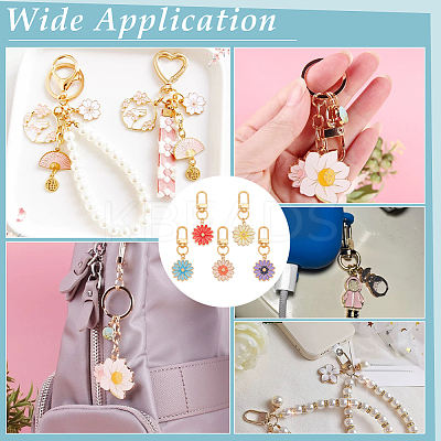 10Pcs 5 Styles Daisy Alloy Enamel Pendant Decoration HJEW-PH02102-1