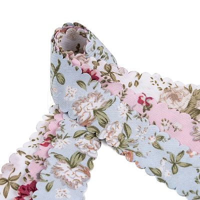 6 Yards 3 Colors Polyester Flower Printed Ribbon OCOR-A008-03B-1