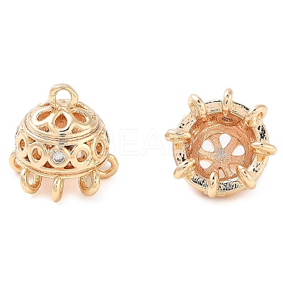 Brass Micro Pave Clear Cubic Zirconia Pendants KK-U028-03G-1