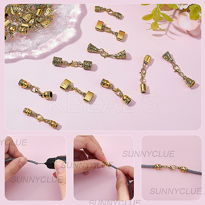 32Pcs 8 Styles Alloy Cord Ends HJEW-SC0003-10-1