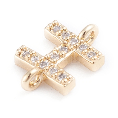 Brass Micro Pave Cubic Zirconia Letter Links X-ZIRC-I042-16G-H-1