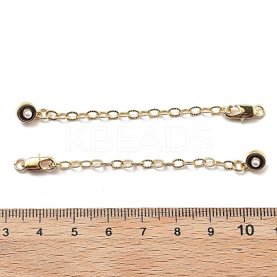 Brass Enamel ABS Imtation Pearl End with Chain KK-B129-27G-02-1