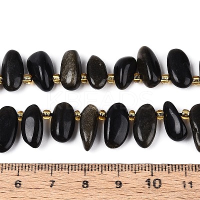 Natural Golden Sheen Obsidian Beads Strands G-Z091-A39-1