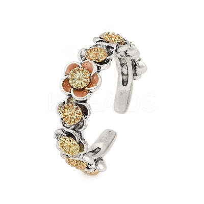 Brass Enamel Open Cuff Rings for Women RJEW-F164-03AS-1