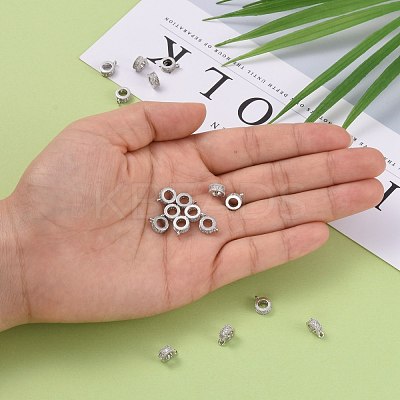 Rack Plating Brass Micro Pave Cubic Zirconia Tube Bails ZIRC-I012-05P-RS-1