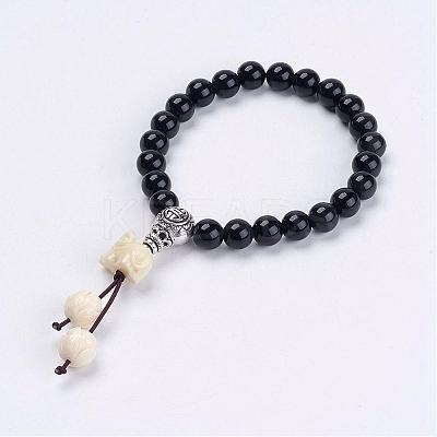 Natural Obsidian Mala Bead Bracelets BJEW-JB03023-1