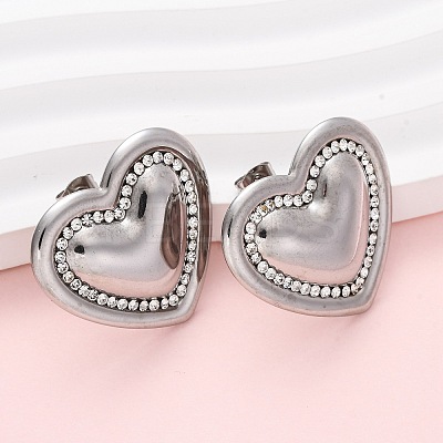 304 Stainless Steel Rhinestone Stud Earrings EJEW-K311-02P-1
