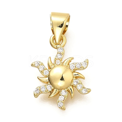 Sun Brass Micro Pave Cubic Zirconia Charms KK-S508-06G-1