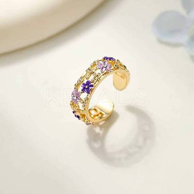 Brass Rhinestone Cuff Open Rings WG664C4-02-1