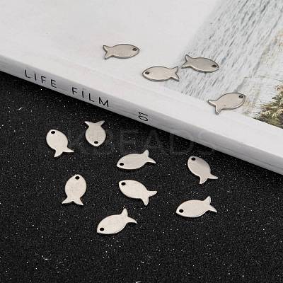 Tarnish Resistant 304 Stainless Steel Fish Charms STAS-M037-08-1