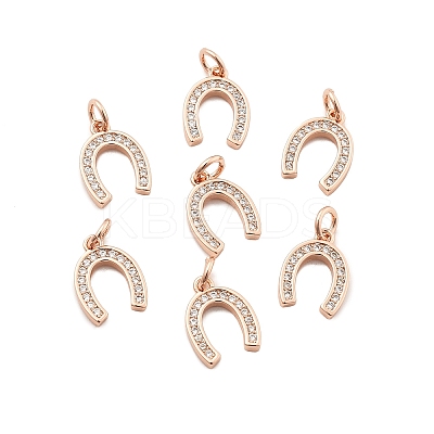 CZ Brass Micro Pave Cubic Zirconia Horse Shoe Charms LS-ZIRC-L018-13RG-1
