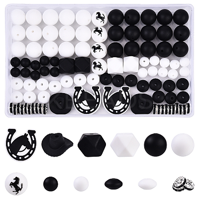 102Pcs 12 Styles Silicone Focal Beads SIL-YW0002-20-1