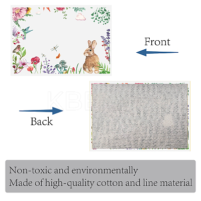 Rectangle with Animal Pattern Cotton Linen Cloth Table Mat AJEW-WH0196-006-1