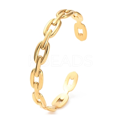 304 Stainless Steel Hollow Oval Cuff Bangles BJEW-F457-28G-1
