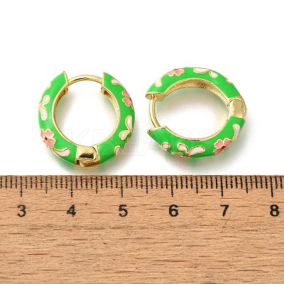 Rack Plating Flower Brass Enamel Hoop Earrings EJEW-H143-13G-1