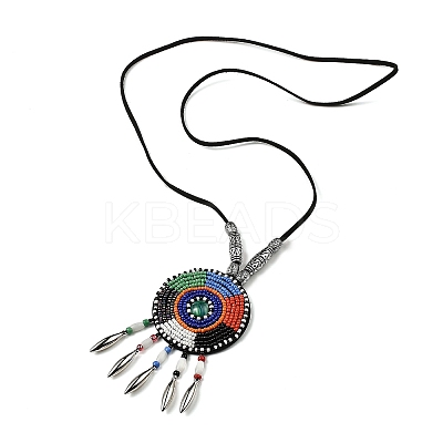Retro Style Glass & Acrylic & CCB Beads Pendant Necklaces NJEW-Q349-02F-1