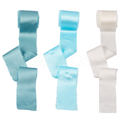 3 Rolls 3 Colors Polyester Frayed Fringe Ribbon OCOR-TA0001-55B-1