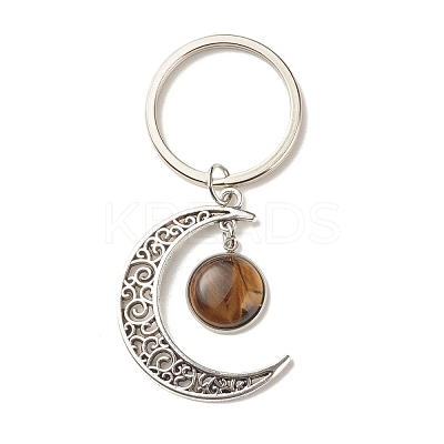 Natural Mixed Gemstone Cabochons Keychain KEYC-JKC00281-1