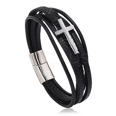 Leather Cord Multi-starand Bracelet RELI-PW0001-047B-P-1