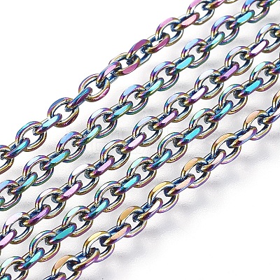 Ion Plating(IP) 304 Stainless Steel Cable Chain Necklaces NJEW-P251-01A-1