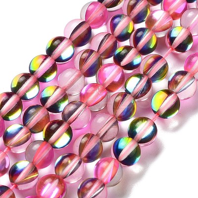 Synthetic Moonstone Beads Strands G-P528-J02-10-1