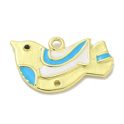 Real 18K Gold Plated Brass Enamel Robin Bird Pendants KK-L224-060G-02-1