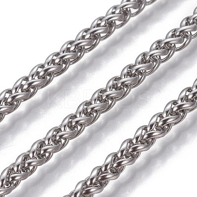 Non-Tarnish 3.28 Feet 304 Stainless Steel Wheat Chains X-CHS-P007-13P-1
