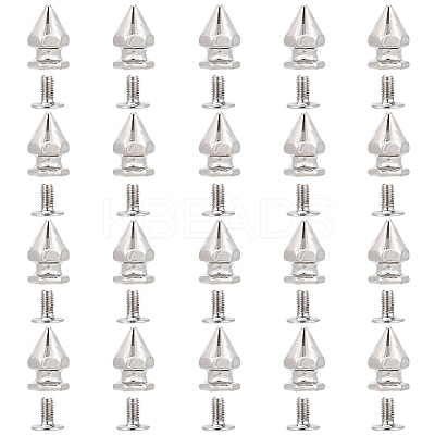 50Pcs Zinc Alloy Spikes Screwback Studs FIND-GF0008-53C-1