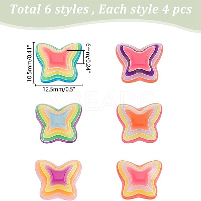 24Pcs 6 Colors Plastic Cabochons KY-AR0001-35-1