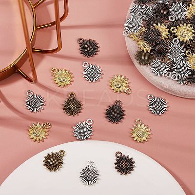 80Pcs 4 Colors Tibetan Style Alloy Pendants FIND-SZ0001-84-1