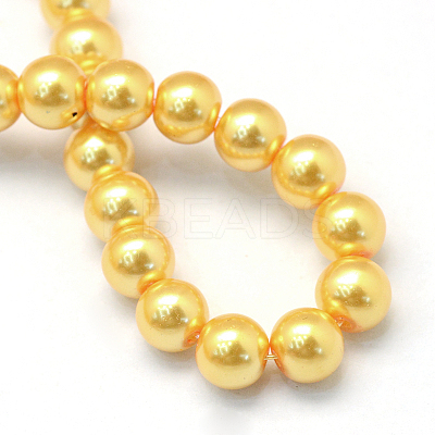 Baking Paint Pearlized Glass Pearl Round Bead Strands HY-Q330-8mm-56-1