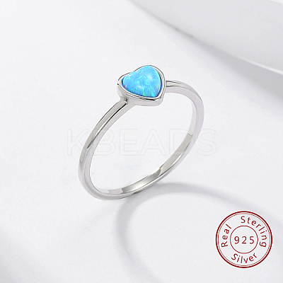 Light Sky Blue Synthetic Opal Heart Finger Ring FM4105-3-1