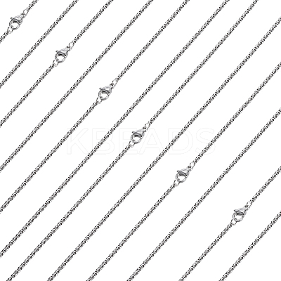 10Pcs 304 Stainless Steel Box Chain Necklaces NJEW-BBC0001-11A-1