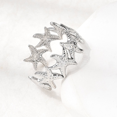 304 Stainless Steel Open Cuff Rings RJEW-K313-18P-1