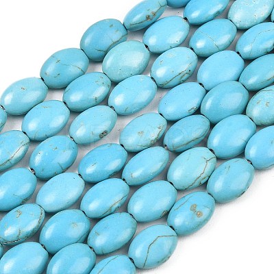 Dyed Synthetical Turquoise Oval Bead Strand G-P083-89G-1