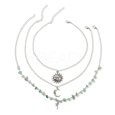 Natural Green Aventurine Chip Beads Necklaces for Women NJEW-JN04804-1