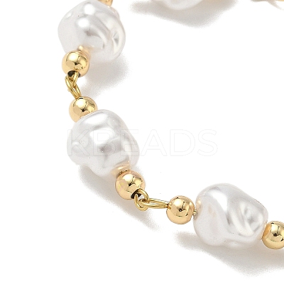 Plastic Imitation Pearl Beads & 304 Stainless Steel Link Bracelets for Women BJEW-JB12320-1