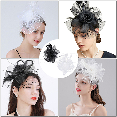 2 Sets 2 Colors Women's Fascinator Hat OHAR-GF0001-38-1