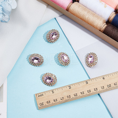 4Pcs 1-Hole Alloy Glass Shank Buttons FIND-DR0001-99C-1