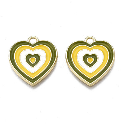 Rack Plating Light Gold Alloy Enamel Pendants ENAM-Q444-014K-RS-1