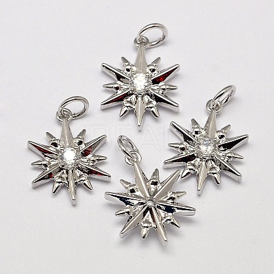 Snowflake Brass Micro Pave AAA Cubic Zirconia Pendants ZIRC-L050-03P-NR-1
