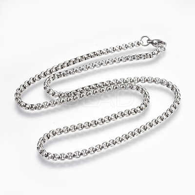 Non-Tarnish 304 Stainless Steel Box chain Necklaces NJEW-F242-13P-E-1