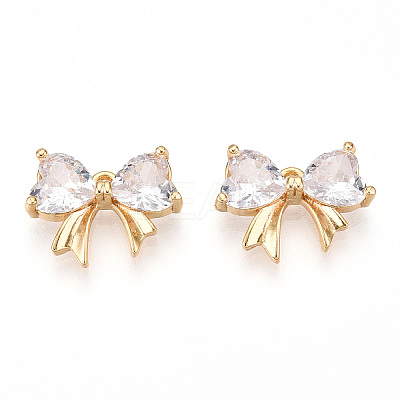 Brass Pave Clear Cubic Zirconia Charms KK-N254-166G-1