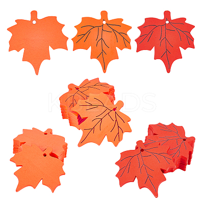 18Pcs 3 Colors Autumn Spray Painted Wood Big Pendants WOOD-GA0001-53-1
