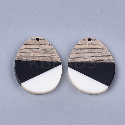 Tri-color Resin & Walnut Wood Pendants RESI-S358-73B-1