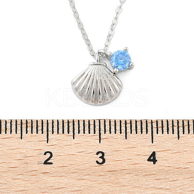 925 Sterling Silver Micro Pave Cubic Zirconia Pendant Necklaces for Women NJEW-V007-01P-1