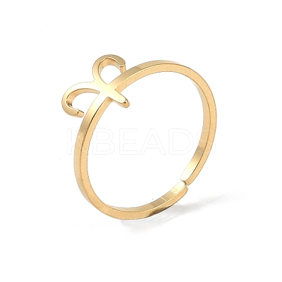Real 18K Gold Plated 304 Stainless Steel Adjustable Finger Ring RJEW-L115-01G-04-1